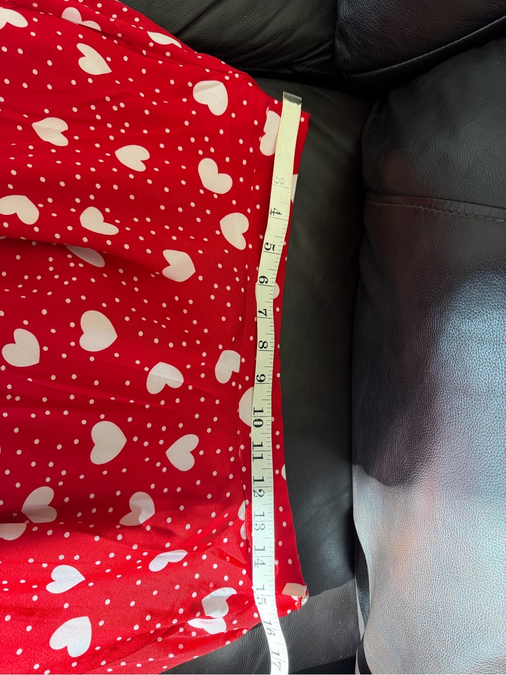 Red Heart Print Circle Skirt - Women's Skater Skirt - Picture 9 of 9